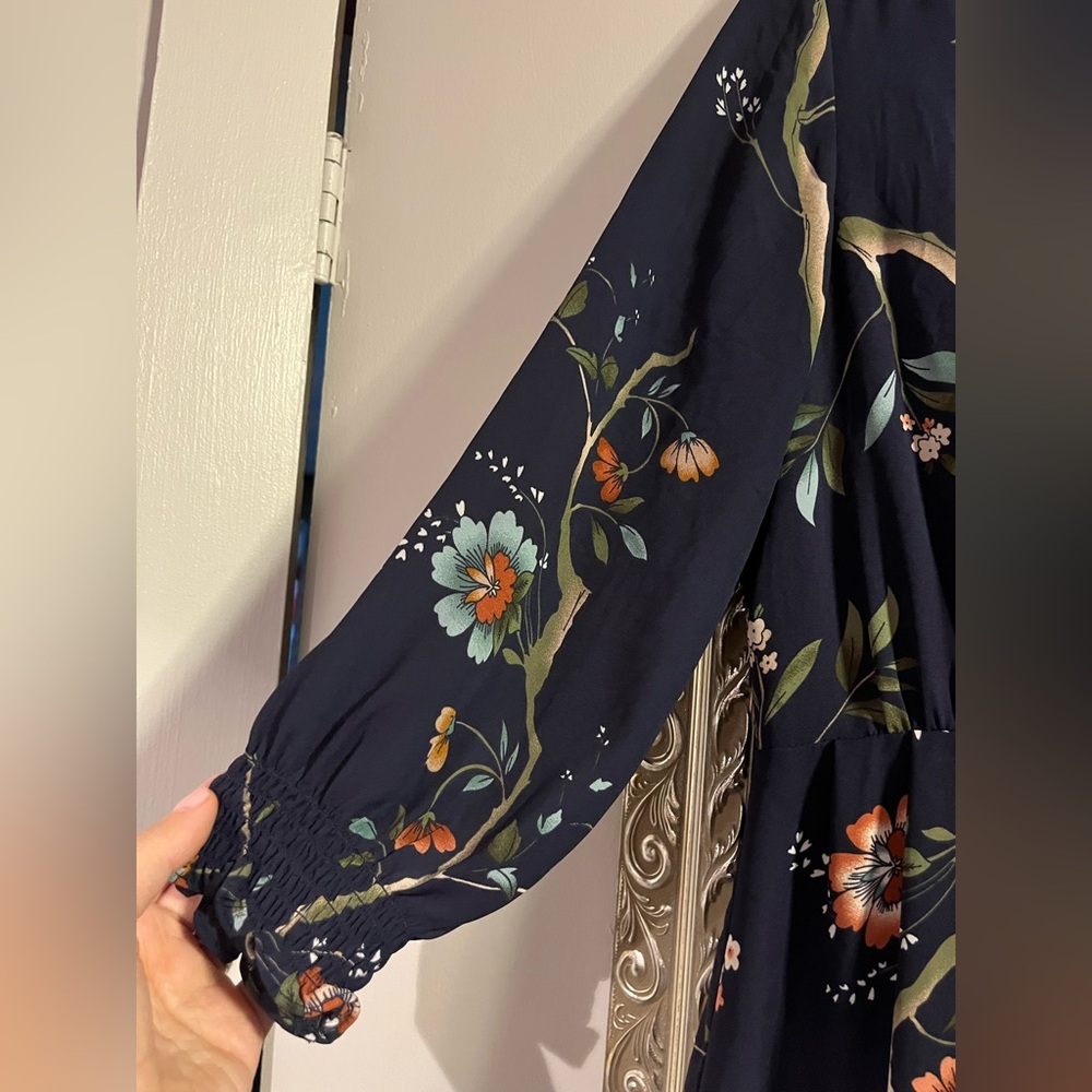 Nanette Lepore Navy Floral Long Sleeve Dress - Picture 2 of 7